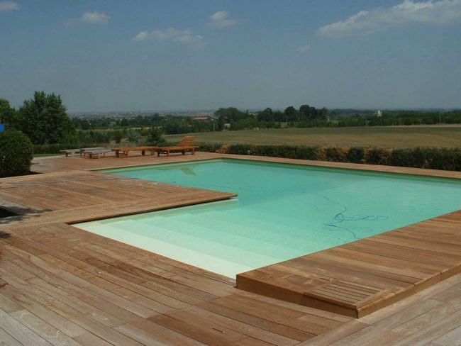 Legno naturale teak, posa con clips