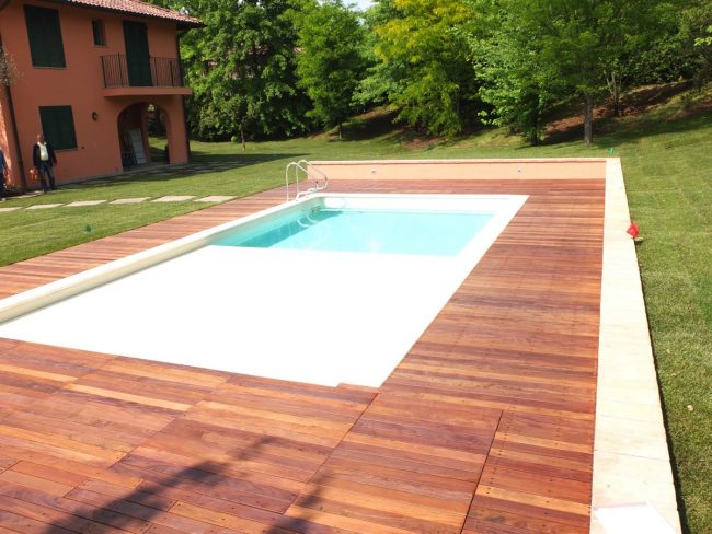 Legno naturale teak, posa con clips