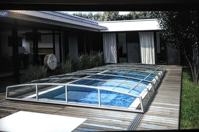 Copertura telescopica bassa per piscina